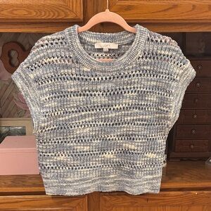 LOFT Gray and Cream Knit Top